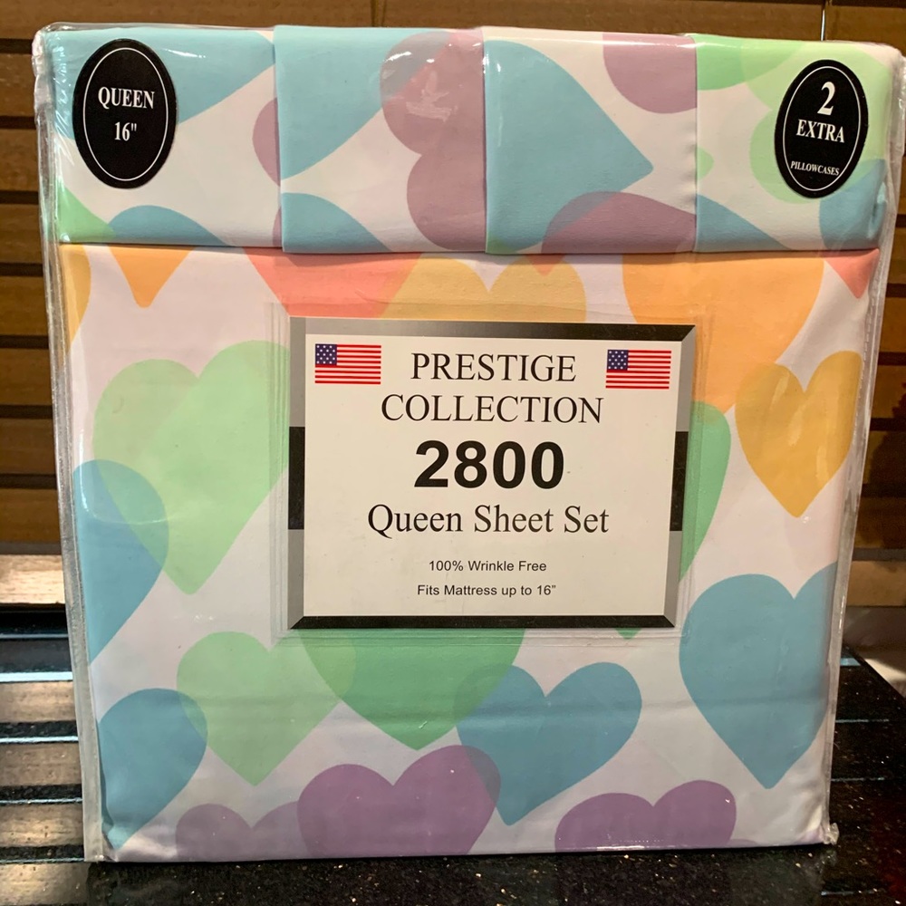 Heart print 6 pc Bedsheet set